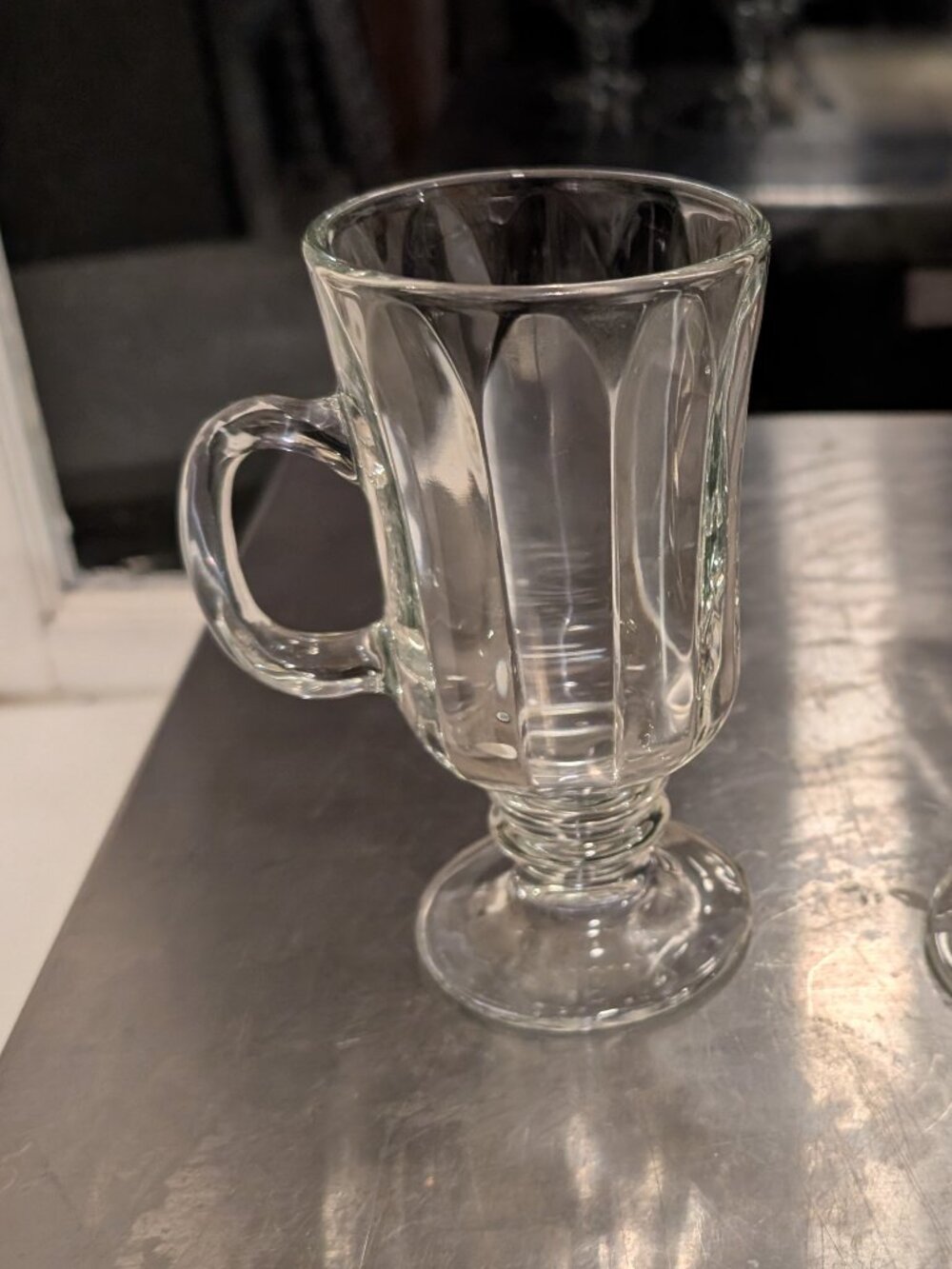 Milan by‎ Libbey Glass Clear Paneled Latte Irish Coffee Mugs Set Of 2